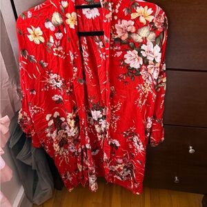Floral Red Kimono